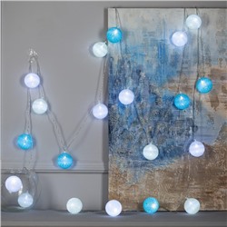 УЦЕНКА Гирлянда «Нить» 5 м с насадками «Клубки пастельные», IP20, прозрачная нить, 20 LED, свечение белое, 220 В