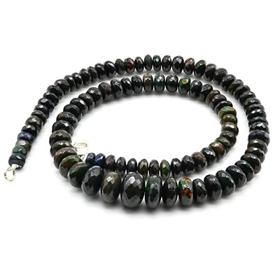 Колье натуральный опал черный, 45см, 30,6г