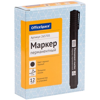 Маркер перманентный 3.0 мм, OfficeSpace "8004А, пулевидный, черный