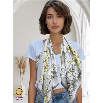 Платок шелковый Арт М43/9 (лавандовый с фиолетовой каймой)