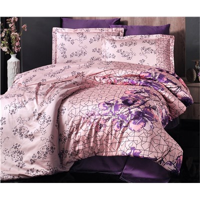 2 сп. Евро Комплект Постельного Белья Cotton Saten Krea Mor - Altınbaşak