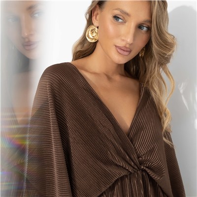 Платье из трикотажа-гофре, Одарена свыше (молочный шоколад)