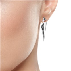 Серьги с фианитом родированные серебро 925*