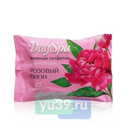 Day Spa Салфетки влажные, освежающие Розовый пион, 15 шт.
