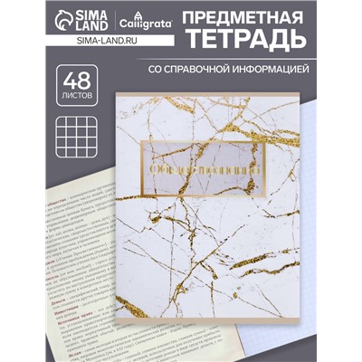 Тетрадь предметная 48 листов в клетку Calligrata, «Мрамор светлый. Обществознание», обложка мелованный картон