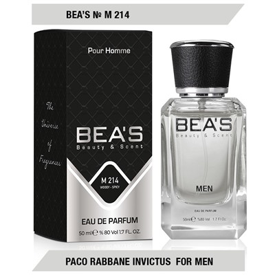 Beas M214 Paco Rabanne Invictus Men edp 50 ml, Парфюм мужской Beas M214 создан по мотивам аромата Paco Rabanne Invictus