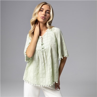 Блуза в стиле бохо, Летний фольклор (зеленая)