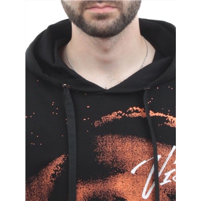 2626 BLACK/ORANGE Толстовка мужская (75% хлопок, 20% полиэстер, 5% спандекс)