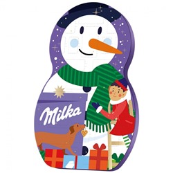 Milka Schokolade Schneemann 2025 Adventskalender 236g, Авдент-календарь 2025 Снеговик, 24 сладких сюрприза, ‎28см x 43см, 236 грамм