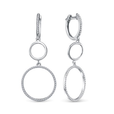 Серьги с фианитом родированные серебро 925*