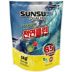 SUNSU-Q Бесфосфатный порошок концентрат для стирки цветного белья, пакет 3 кг (85 стирок) аналог 25кг