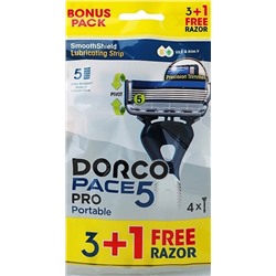 Станок для бритья с несъемной головкой DORCO PACE-5 PRO (4 шт.), FVB 100-4P