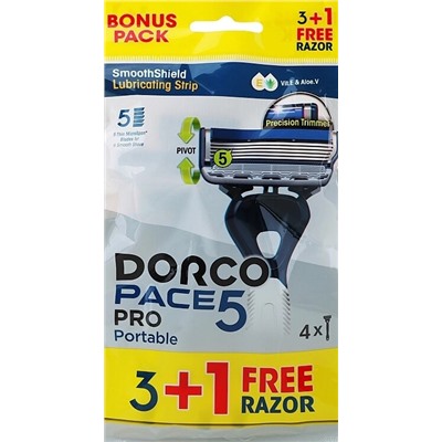 Станок для бритья с несъемной головкой DORCO PACE-5 PRO (4 шт.), FVB 100-4P