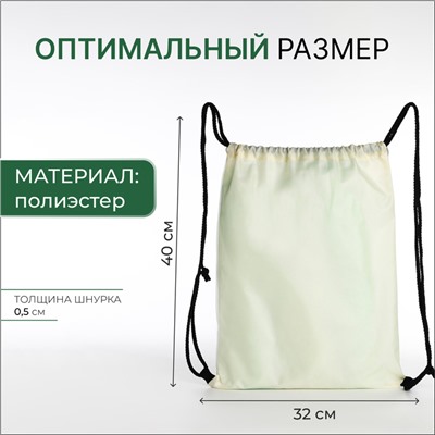 Мешок для обуви на шнурке, цвет белый/зелёный