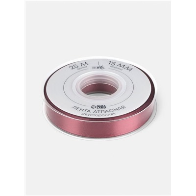 Лента атласная TEIRA, двухсторонняя, 15 мм, 25±1 м, бордовая №0789