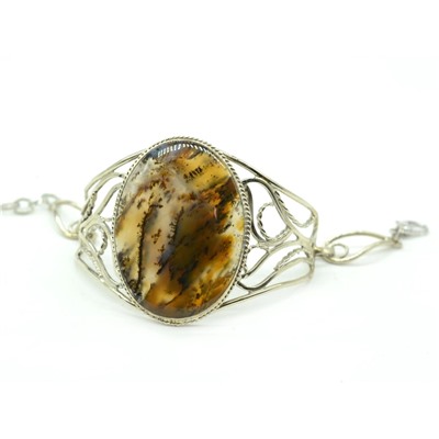 Браслет из агата мохового "Овал", 18см.