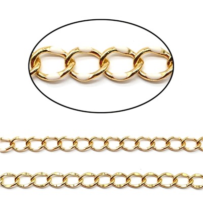 Цепочка для рукоделия, звено 7*10мм с эмалью, цв.золотистый, 50см