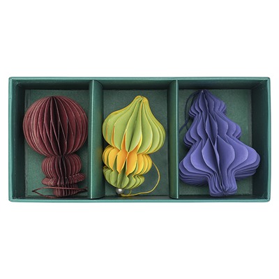 Набор елочных украшений из бумаги Honeycomb festive из коллекции New Year Essential, 3 шт.