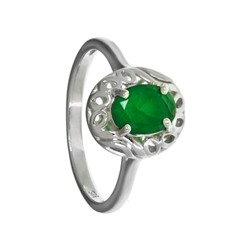 Кольцо ажурное с зелёным фианитом ТШКН.729Ф81.24