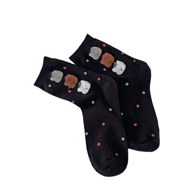 South Korean velvet goods, Japanese cotton knee socks, with little bears, mid-length