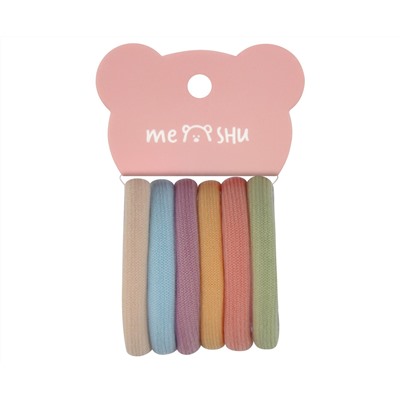 Резинки для волос MESHU "Essence thin", пастельные ассорти, 6шт., европодвес