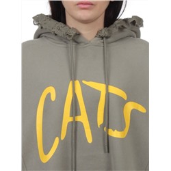 2247 GRAY GREEN Толстовка-платье женская (85% хлопок, 10% полиэстер, 5% спандекс)