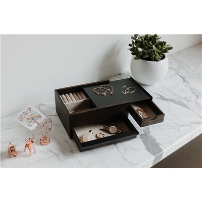 Шкатулка Stowit, черная/орех