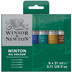 Краски масляные художественные Winsor&Newton "Winton", 06 цветов, 21мл, туба, картонная коробка