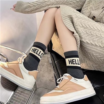 Sports knee socks for men and women, cotton skateboard, mid-length, absorbs sweat and smell