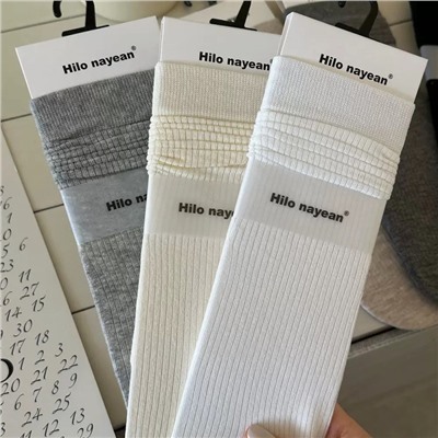 Cotton retro summer thin colored knee socks, mid-length, french style