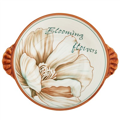 "Блуминг флауэрс (Blooming flowers)" Салатник фарфоровый 650мл, 19,2х16х5,9см, с ручками, с деколью, отводка (Китай)