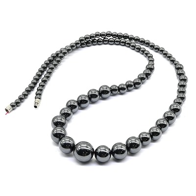 Колье из гематита шарики на увеличение 4-12мм, 52см