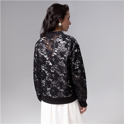 Бомбер с пайетками, расшитый, Секрет смелости (чёрный)