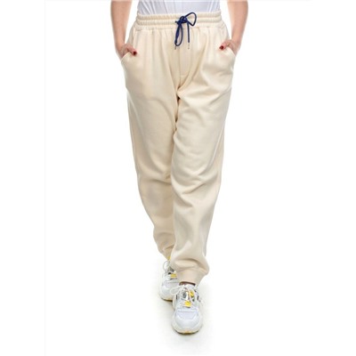 M073 BEIGE Брюки спортивные женские на флисе (85% хлопок, 10% полиэстер, 5% спандекс) 7986