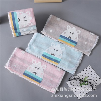 Snowy children's scarf cotton jet series kitten gauze children's towel children wipe face towel pad scarf factory price wholesale