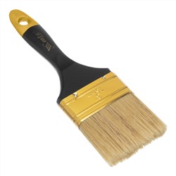 Кисть плоская "Профи" 3", натуральная щетина, деревянная ручка MTX