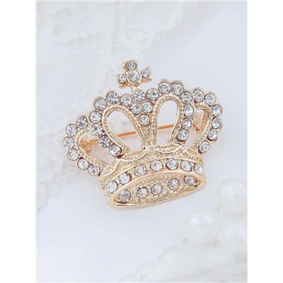 Брошь «Корона императорская», цвет белый в золоте