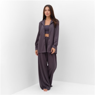 Комплект женский (рубашка, брюки, топ) KAFTAN "Base" р. 48,  графит