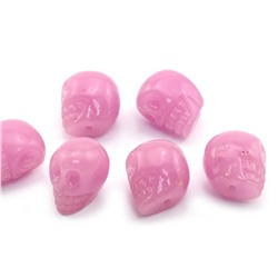 Разделитель-бусина П, Череп  9*11*13мм, цв.розовый, отверстие 1,2мм.