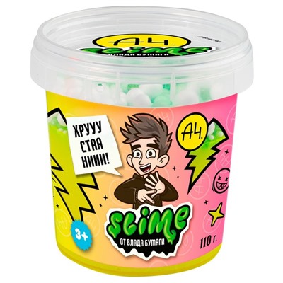 Слайм, Crunch-slime, жёлтый, 110 г, Влад А4