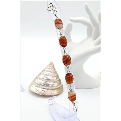 Браслет из сердолика в посеребрении 17*15мм, 15,5см.