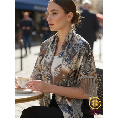 Косынка теплая на флисовой подкладке с бахромой Арт 2347/14