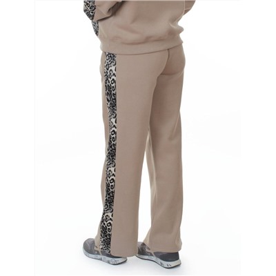 008 BEIGE/LEOPARD Костюм спортивный зимний женский (95% хлопок, 5% полиэстер)