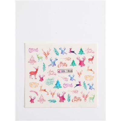 Слайдеры для ногтей «Олени», разноцветные