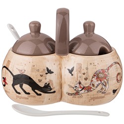 БАНКА 2 СЕКЦИИ AGNESS "ПАРИЖСКИЕ КОТЫ" 17*10*13 СМ / 2х240 МЛ (КОР=24ШТ.)