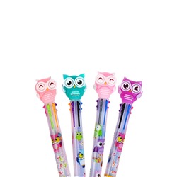 Ручка шариковая автоматическая 6-х цветная «Совы», штрихкод на штуке