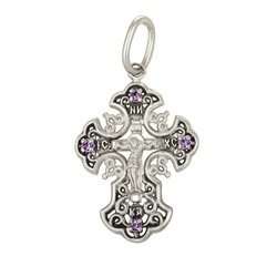 Крест с фианитом выборочно черненный серебро 925*