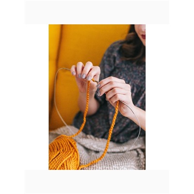 Спицы круговые, для вязания, с металлическим тросом, d=3 мм, 14/100 см