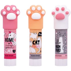 Клей-карандаш MESHU с топпером "Paw", 8г, дисплей бокс, ПВП, ассорти