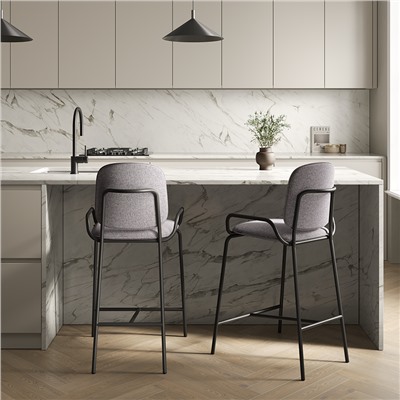 Стул барный Ror, 2 Frame, велюр, черный/серый